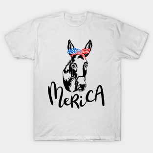 Merica America United States American USA Patriotic Donkey T-Shirt